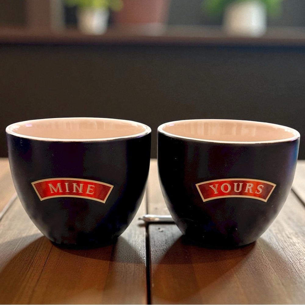 Baileys Irish Cream Set of 2 "Mine & Yours" Black 6oz Ceramic Cups